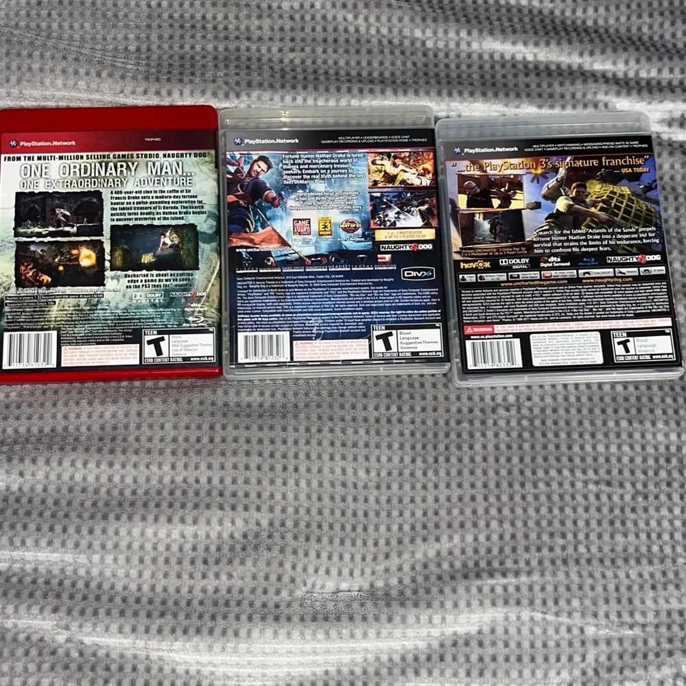 Uncharted PS3 Game Collection by Naughty Dog 3 Discs 1, 2, &3  EUC PlayStation